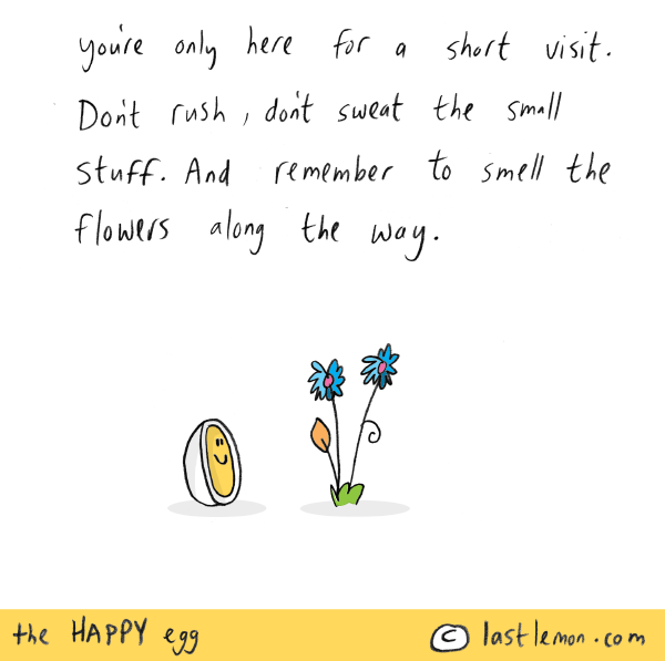 Happy Egg: Remember to smell the flowers.
