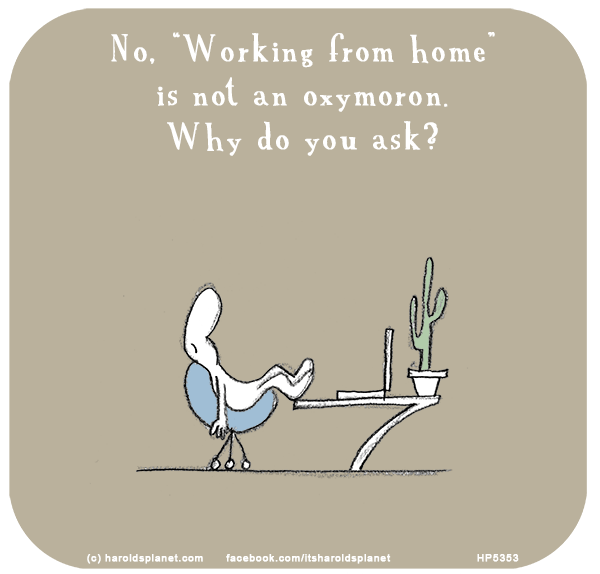 Harold's Planet: No, “Working from home” is not an oxymoron. Why do you ask?