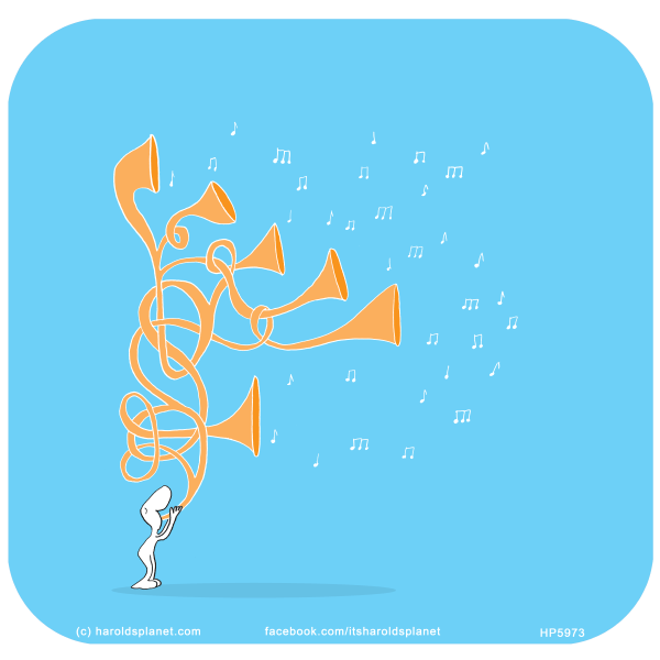 Harold's Planet: Yay it's the weekend! Trumpet music