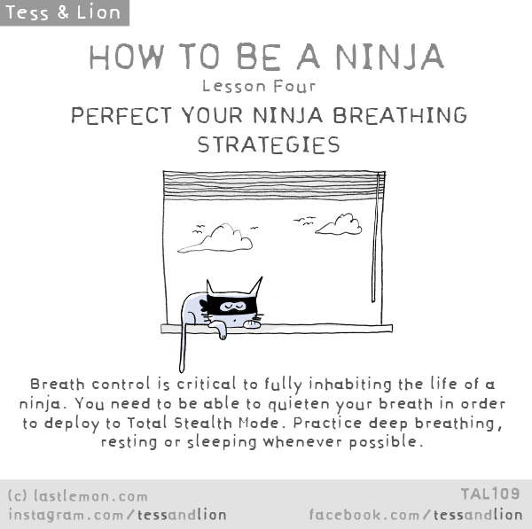 Tess and Lion: HOW TO BE A NINJA - Lesson Four: PERFECT YOUR NINJA BREATHING STRATEGIES