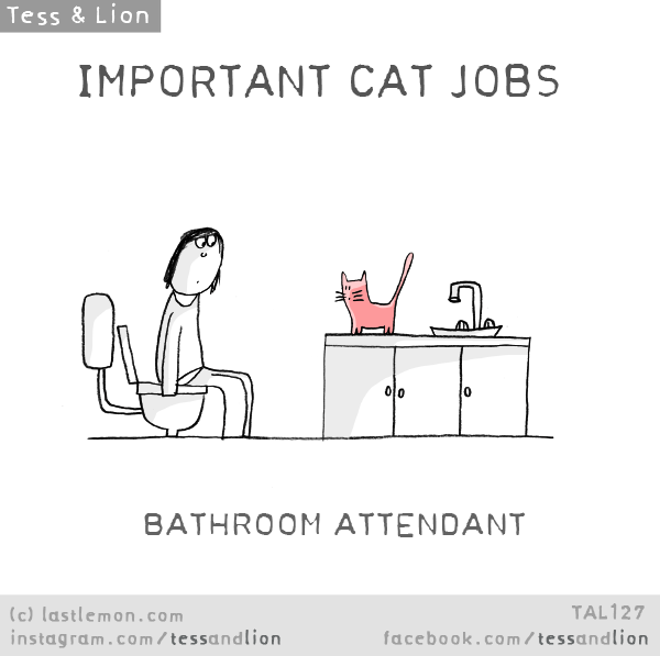 Tess and Lion: IMPORTANT CAT JOBS - BATHROOM ATTENDANT