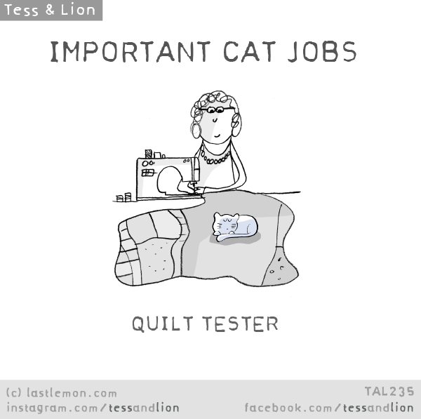Tess and Lion: IMPORTANT CAT JOBS: QUILT TESTER