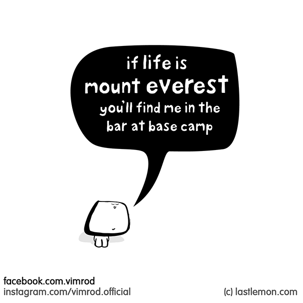Vimrod: if life is mount everest, you'll find me in the bar at basecamp