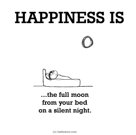 Happiness: HAPPINESS IS...the full moon from your bed on a silent night.