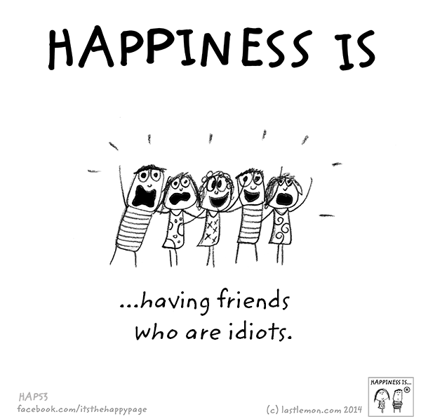 Happiness: Happiness is having friends who are idiots