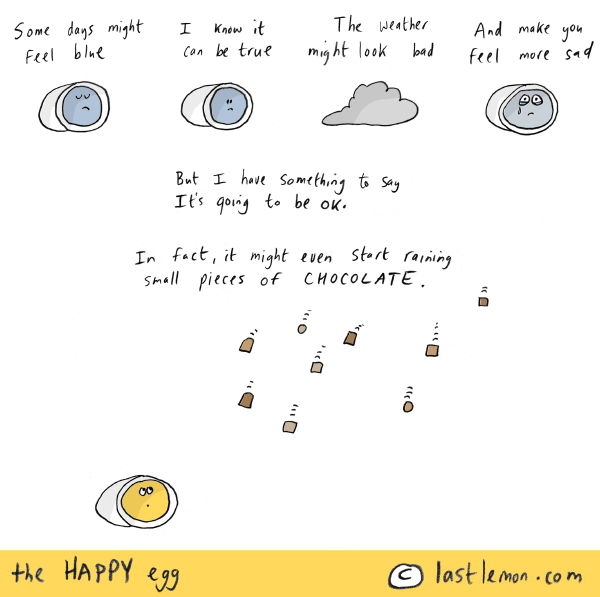 Happy Egg: Feeling blue and chocolate rain