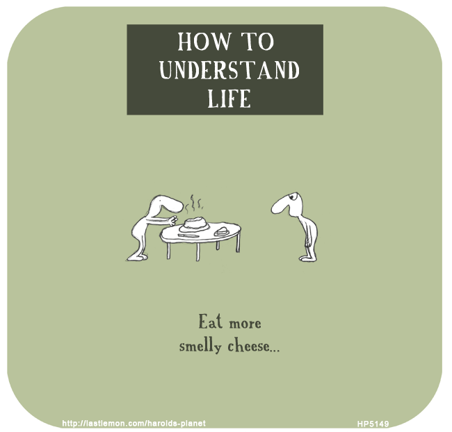 Harold's Planet: HOW TO UNDERSTAND LIFE: Eat more smelly cheese...