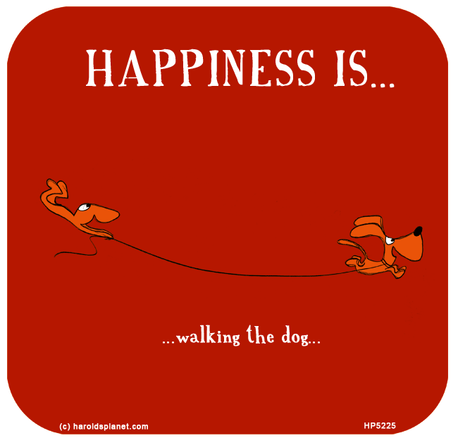 Harold's Planet: HAPPINESS IS: Walking the dog...