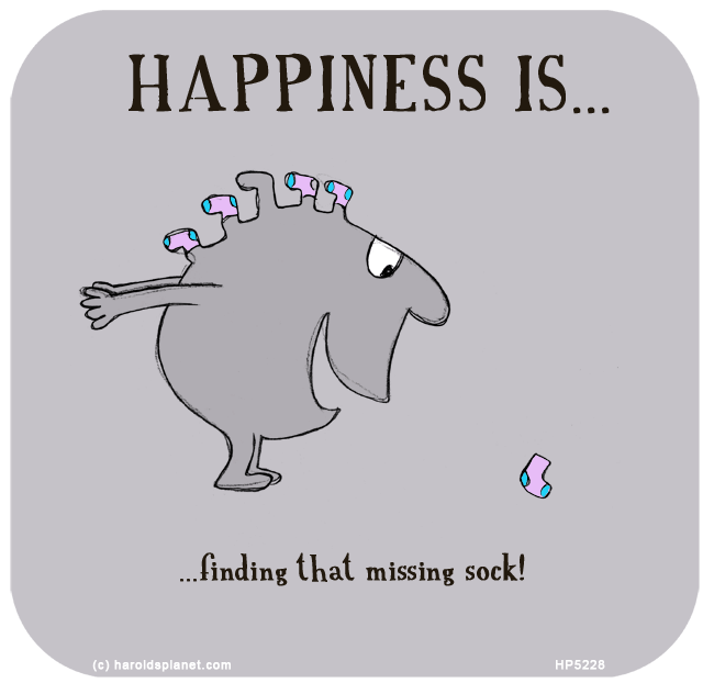 Harold's Planet: HAPPINESS IS: Finding that missing sock!