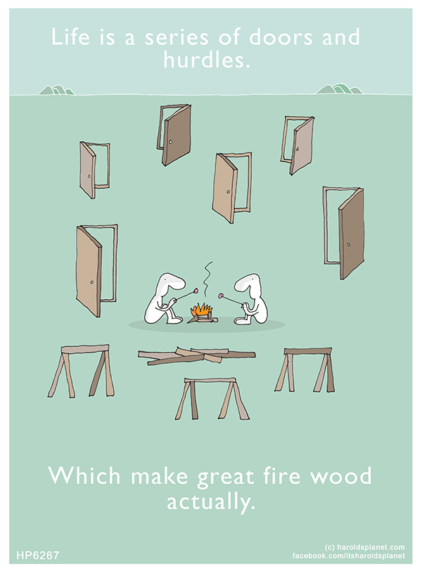 Harold's Planet: Life is a series of doors and hurdles. Which make great fire wood actually.