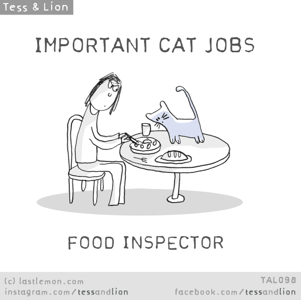 Tess and Lion: IMPORTANT CAT JOBS: FOOD INSPECTOR