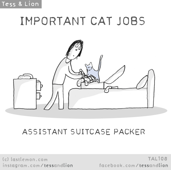 Tess and Lion: IMPORTANT CAT JOBS - ASSISTANT SUITCASE PACKER