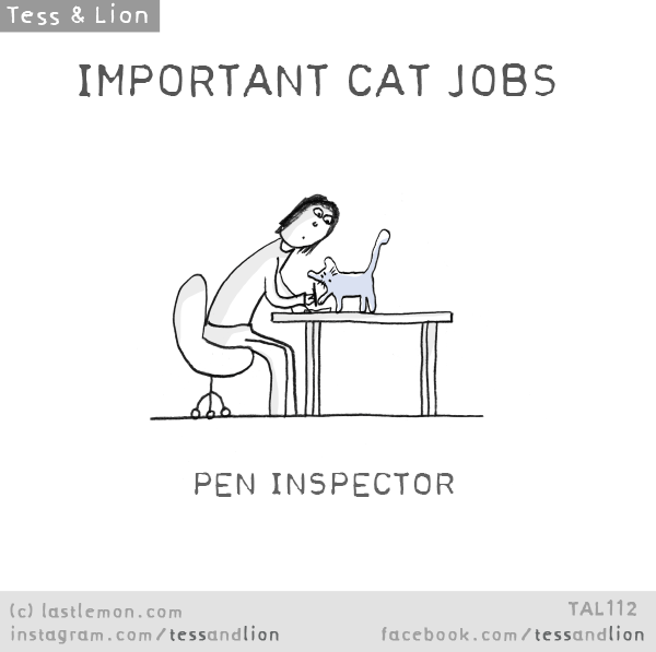 Tess and Lion: IMPORTANT CAT JOBS - PEN INSPECTOR