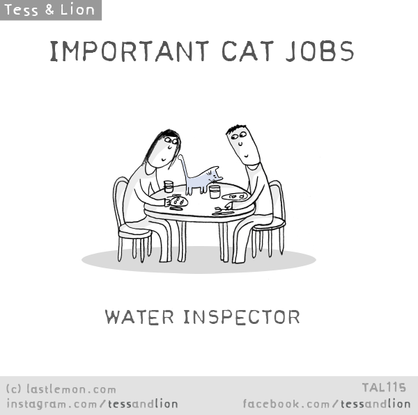 Tess and Lion: IMPORTANT CAT JOBS - WATER INSPECTOR
