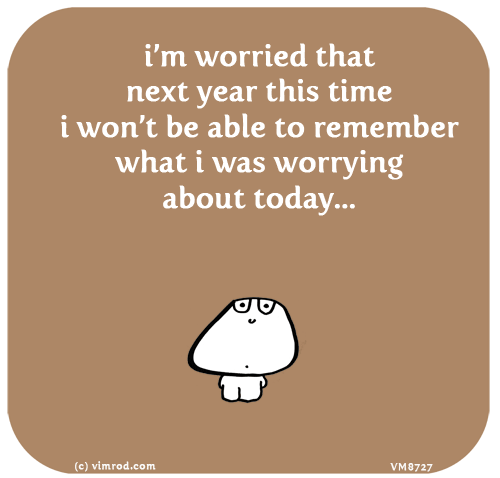 Vimrod: i’m worried that next year this time i won’t be able to remember what i was worrying about today...
